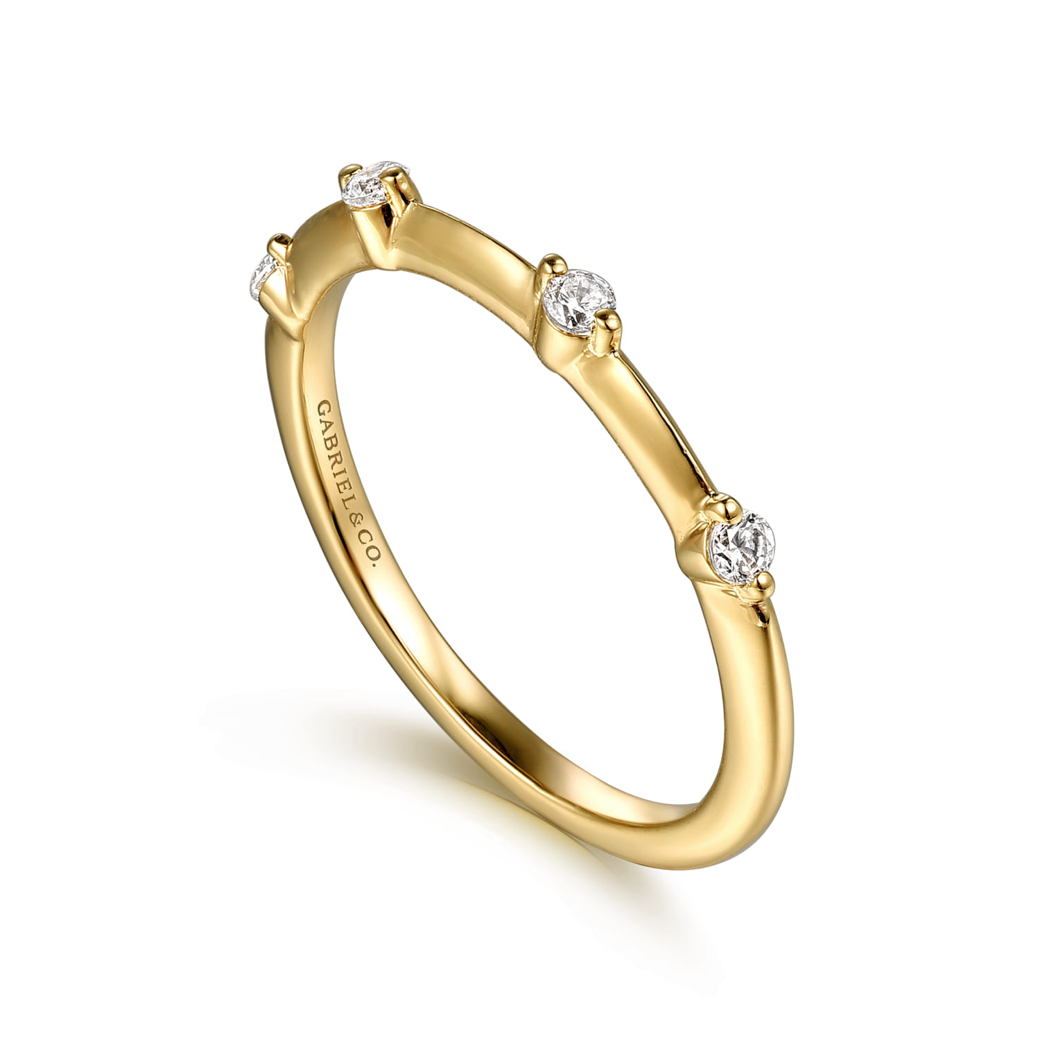 14K Yellow Gold Matching Diamond Wedding Band - 0.11 ct - Shot 3