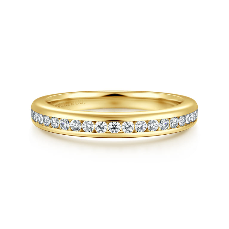 14K Yellow Gold Matching Diamond Wedding Band - 0.3 ct - Shot 1