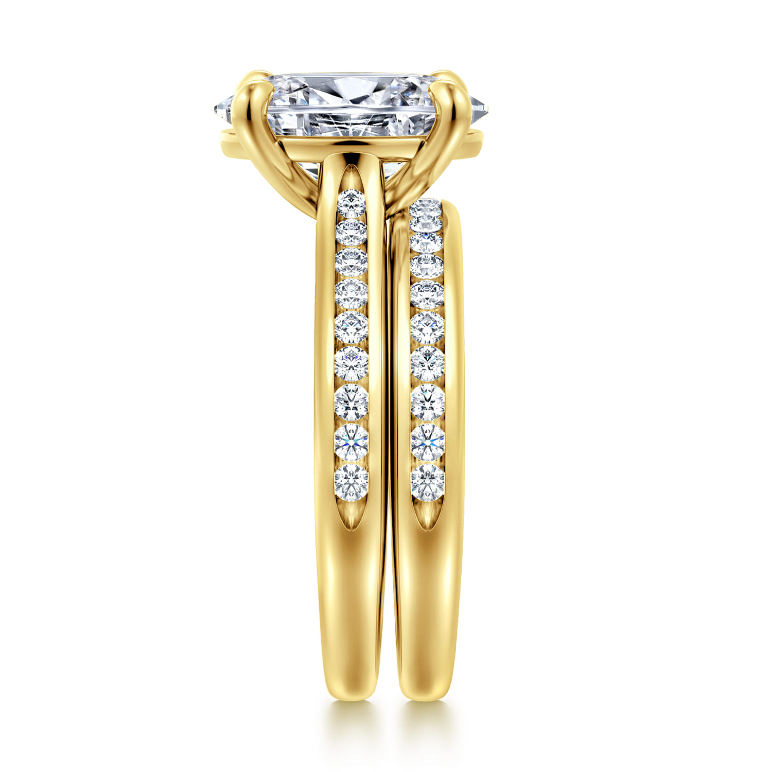 14K Yellow Gold Matching Diamond Wedding Band - 0.3 ct - Shot 5
