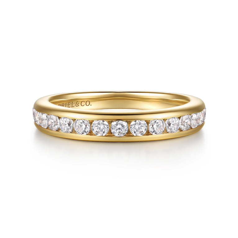 14K Yellow Gold Matching Diamond Wedding Band - 0.6 ct - Shot 1