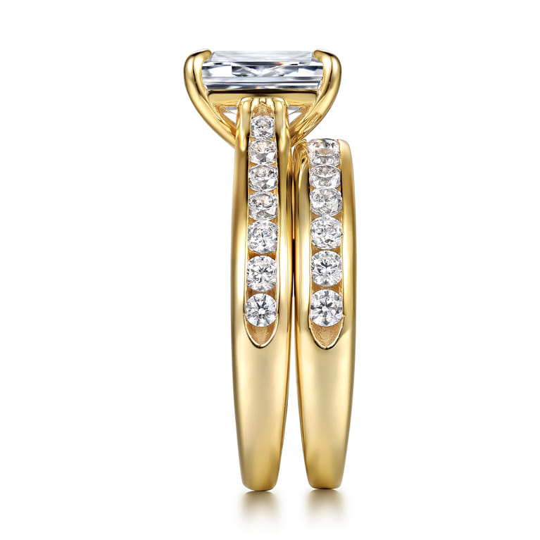 14K Yellow Gold Matching Diamond Wedding Band - 0.6 ct - Shot 5