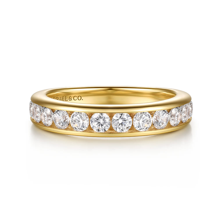 14K Yellow Gold Matching Diamond Wedding Band - 0.85 ct - Shot 1