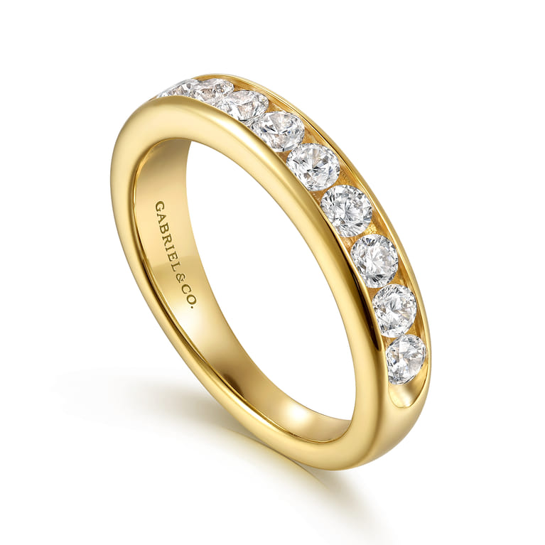 14K Yellow Gold Matching Diamond Wedding Band - 0.85 ct - Shot 3