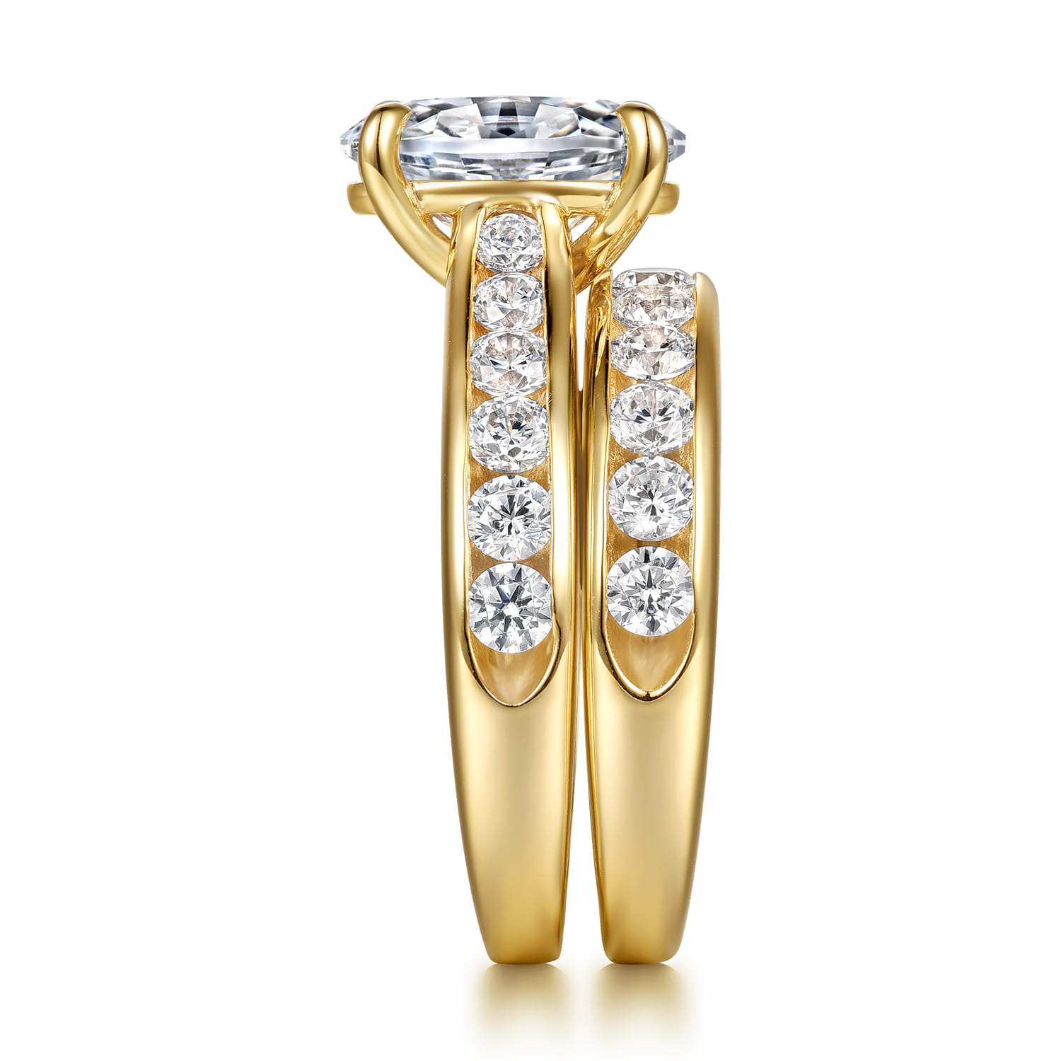 14K Yellow Gold Matching Diamond Wedding Band - 0.85 ct - Shot 5