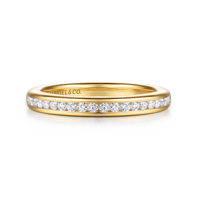 14K Yellow Gold Matching Diamond Wedding Band - 0.3 ct - Shot 1