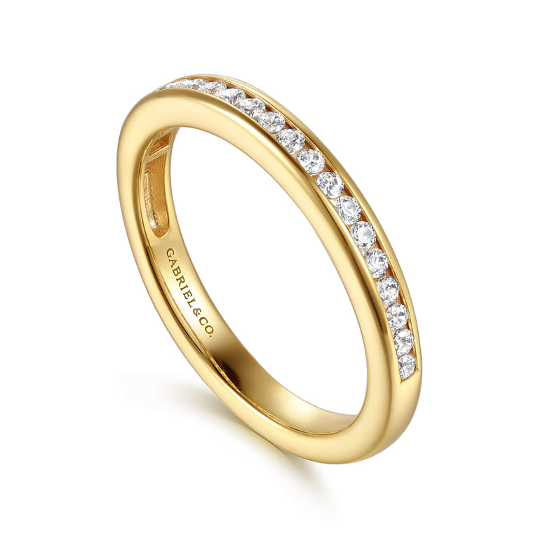 14K Yellow Gold Matching Diamond Wedding Band - 0.3 ct - Shot 3