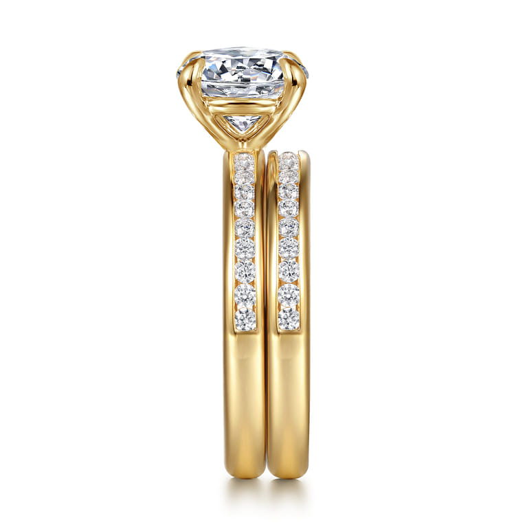14K Yellow Gold Matching Diamond Wedding Band - 0.3 ct - Shot 5
