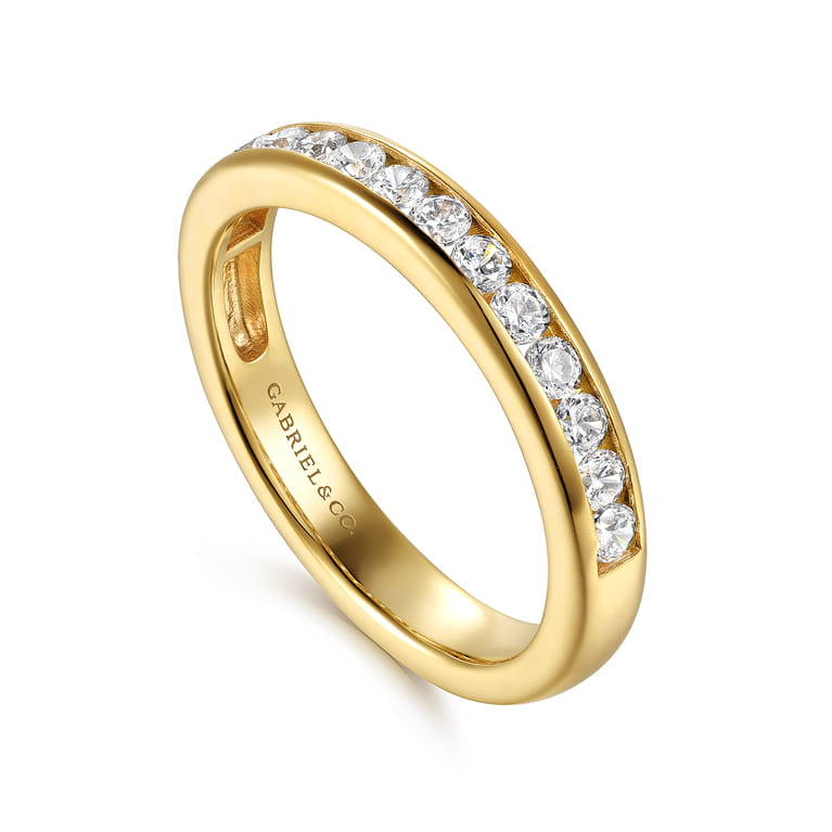 14K Yellow Gold Matching Diamond Wedding Band - 0.5 ct - Shot 3