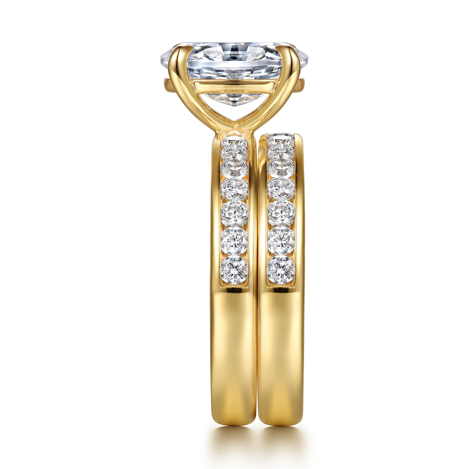 14K Yellow Gold Matching Diamond Wedding Band - 0.5 ct - Shot 5