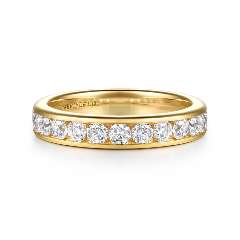14K Yellow Gold Matching Diamond Wedding Band - 0.8 ct - Shot 1