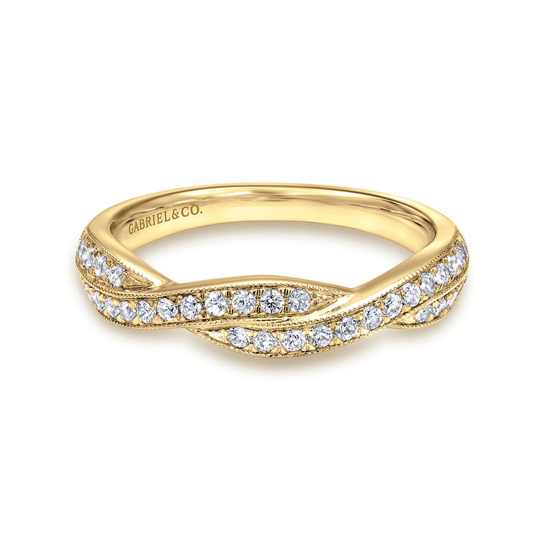 14K Yellow Gold Matching Wedding Band - 0.25 ct - Shot 1
