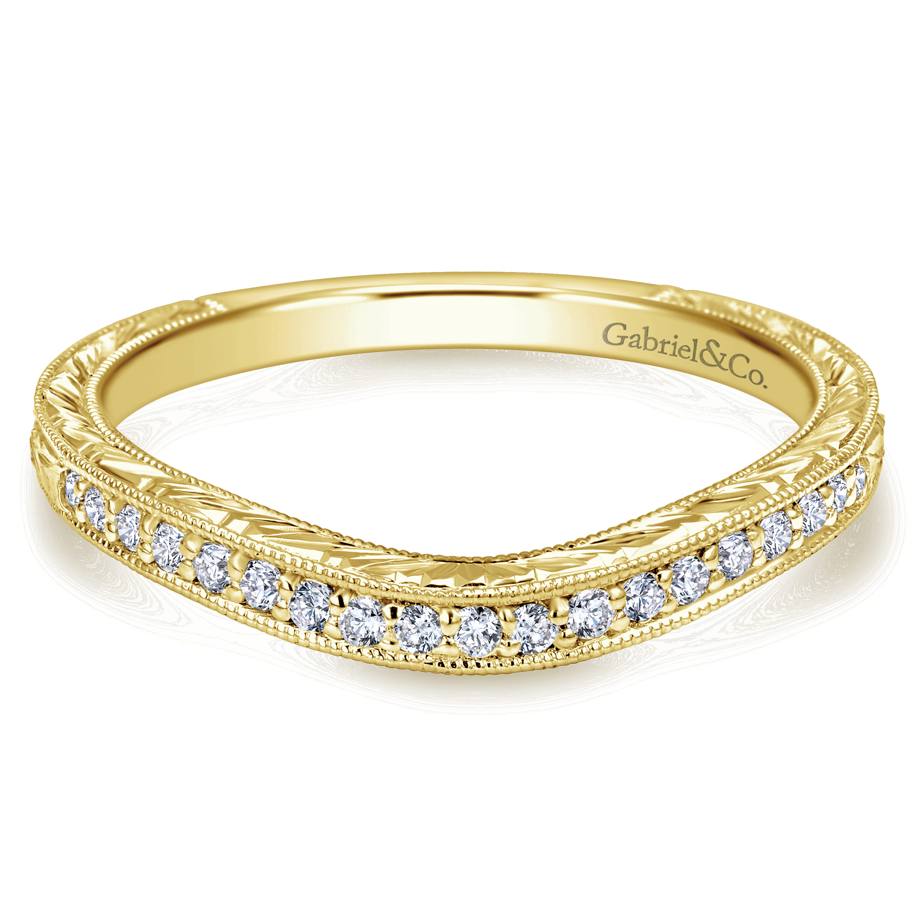 14K Yellow Gold Matching Wedding Band - 0.12 ct - Shot 1