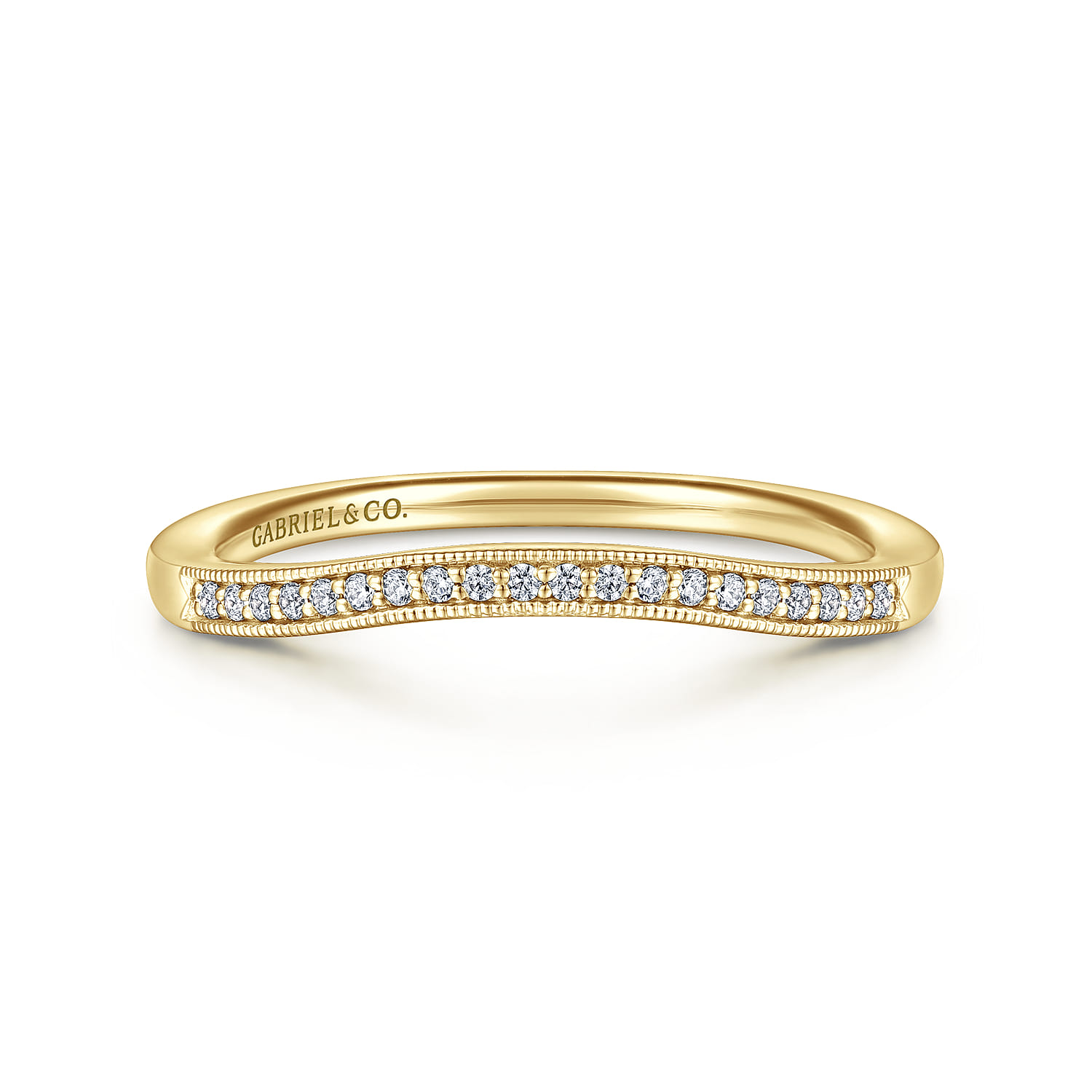 14K Yellow Gold Matching Wedding Band - 0.05 ct - Shot 1