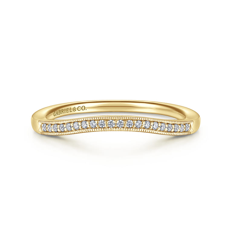14K Yellow Gold Matching Wedding Band - 0.05 ct - Shot 1