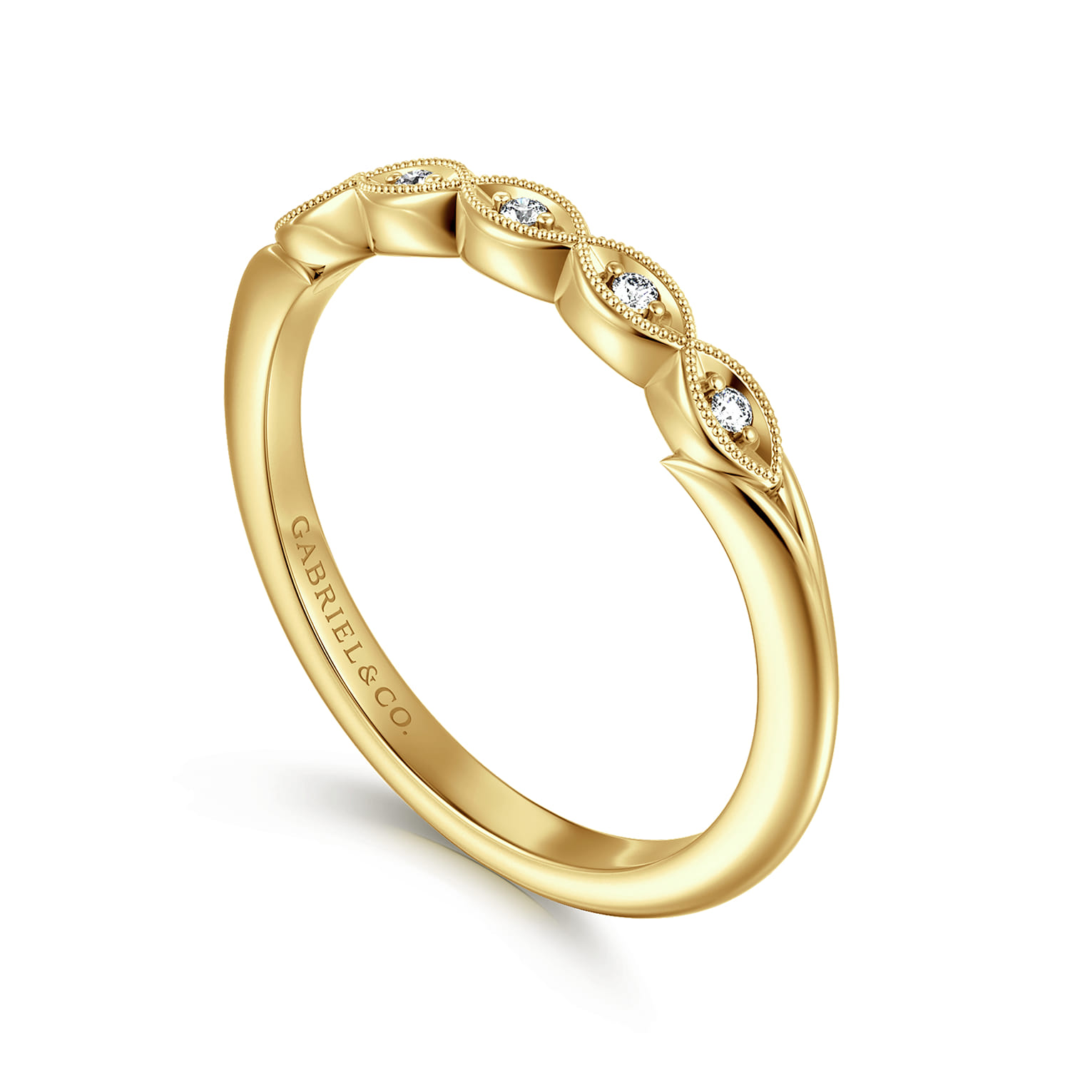 14K Yellow Gold Matching Wedding Band - 0.04 ct - Shot 3