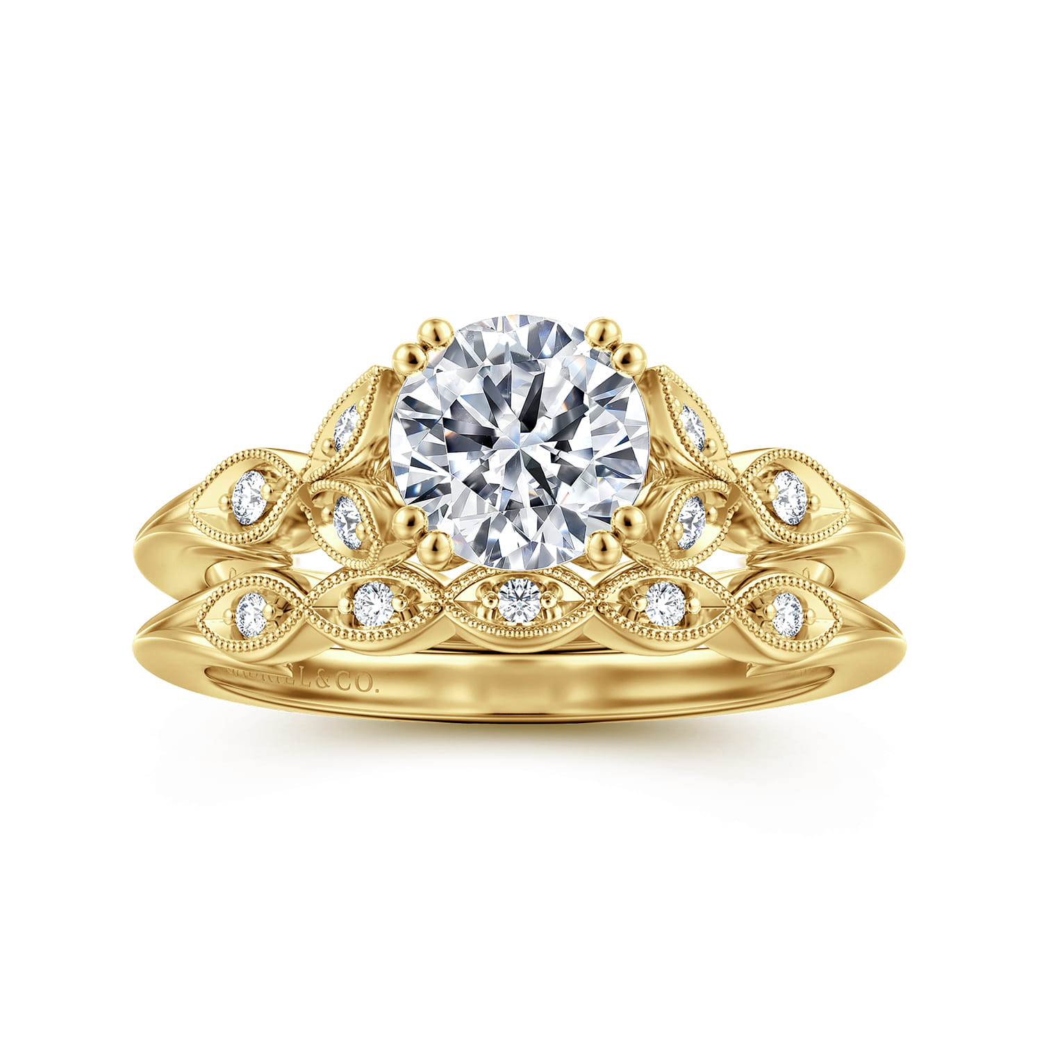 14K Yellow Gold Matching Wedding Band - 0.04 ct - Shot 4