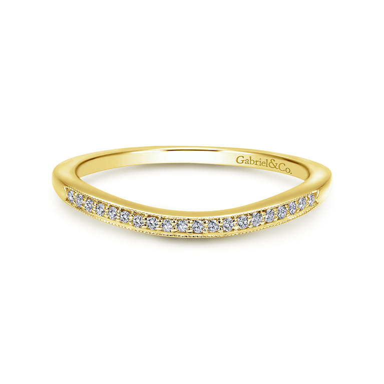 14K Yellow Gold Matching Wedding Band - 0.05 ct - Shot 1