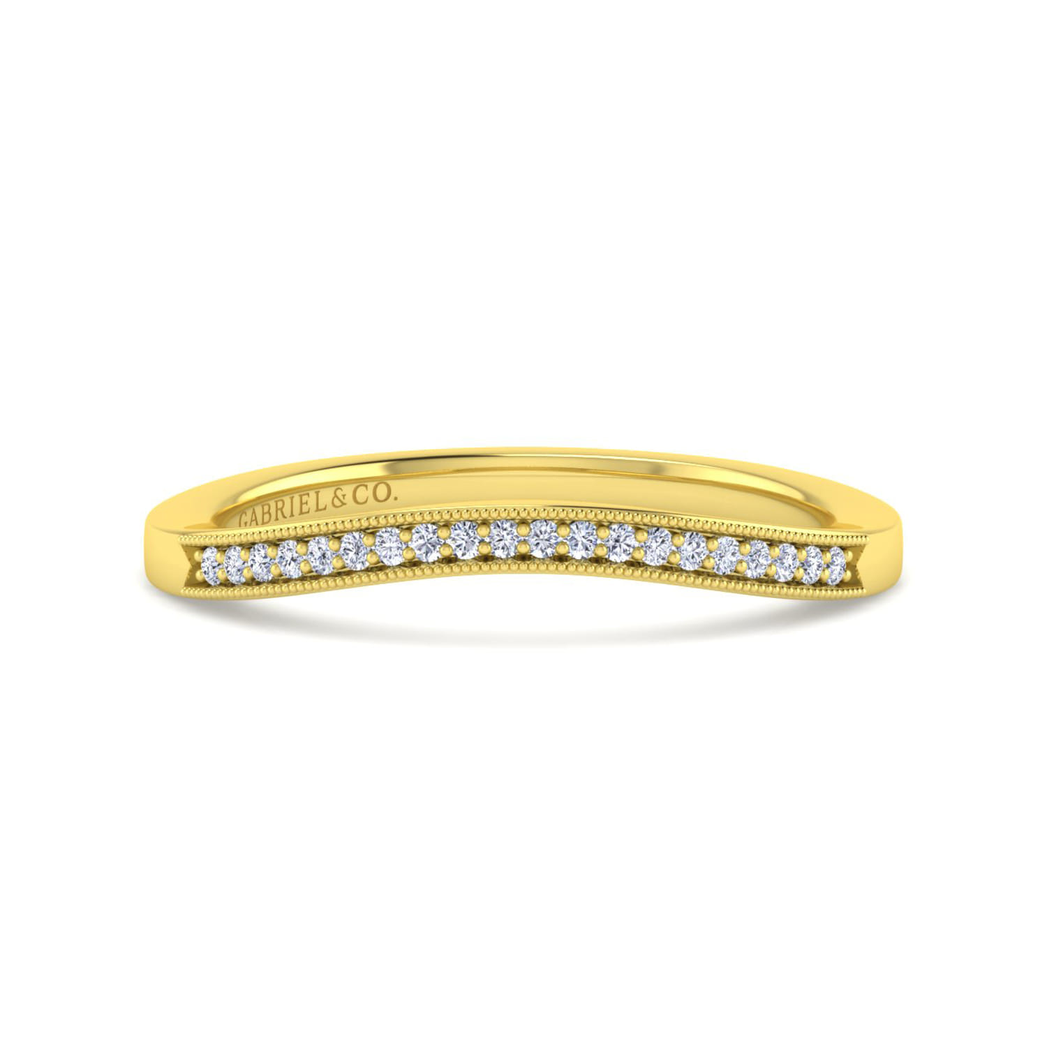 14K Yellow Gold Matching Wedding Band - 0.1 ct - Shot 1