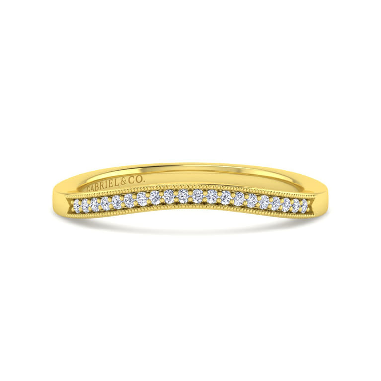 14K Yellow Gold Matching Wedding Band - 0.1 ct - Shot 1