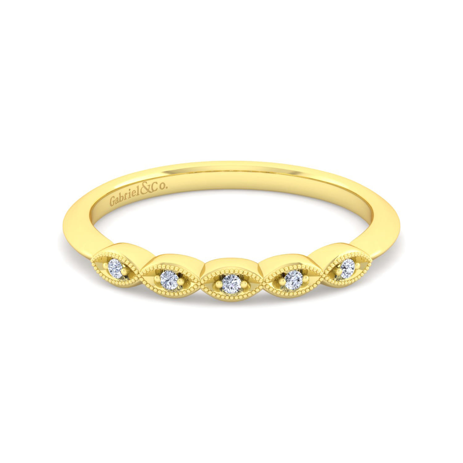 14K Yellow Gold Matching Wedding Band - 0.03 ct - Shot 1