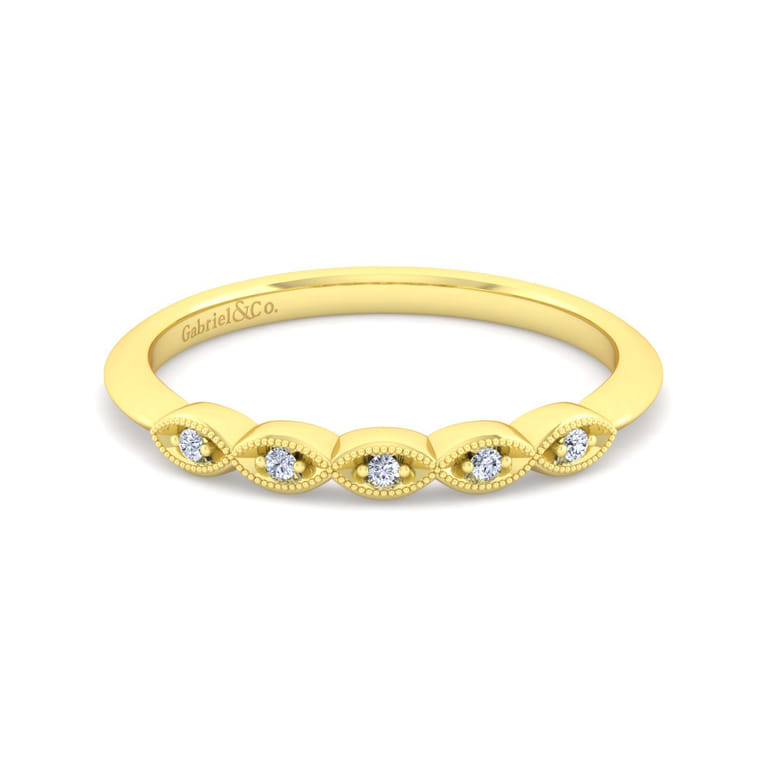 14K Yellow Gold Matching Wedding Band - 0.03 ct - Shot 1