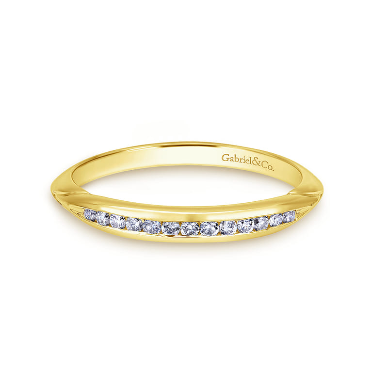 14K Yellow Gold Matching Wedding Band - 0.12 ct - Shot 1