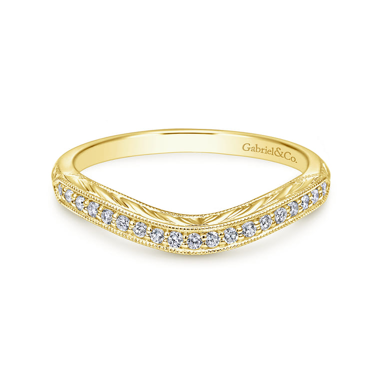 14K Yellow Gold Matching Wedding Band - 0.1 ct - Shot 1