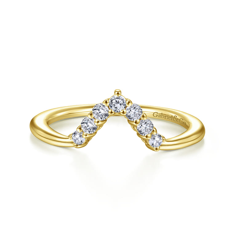 14K Yellow Gold Matching Wedding Band - 0.2 ct - Shot 1