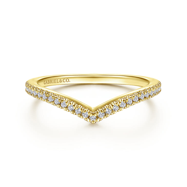 14K Yellow Gold Matching Wedding Band - 0.13 ct - Shot 1