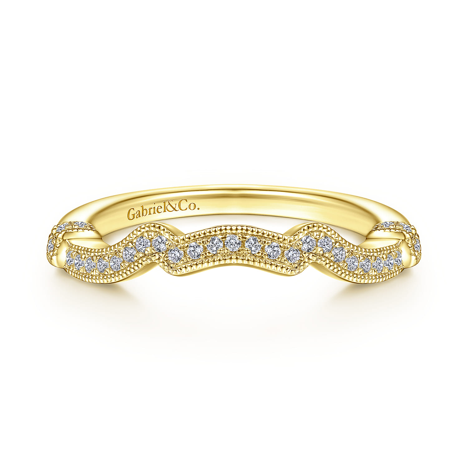 14K Yellow Gold Matching Wedding Band - 0.08 ct - Shot 1