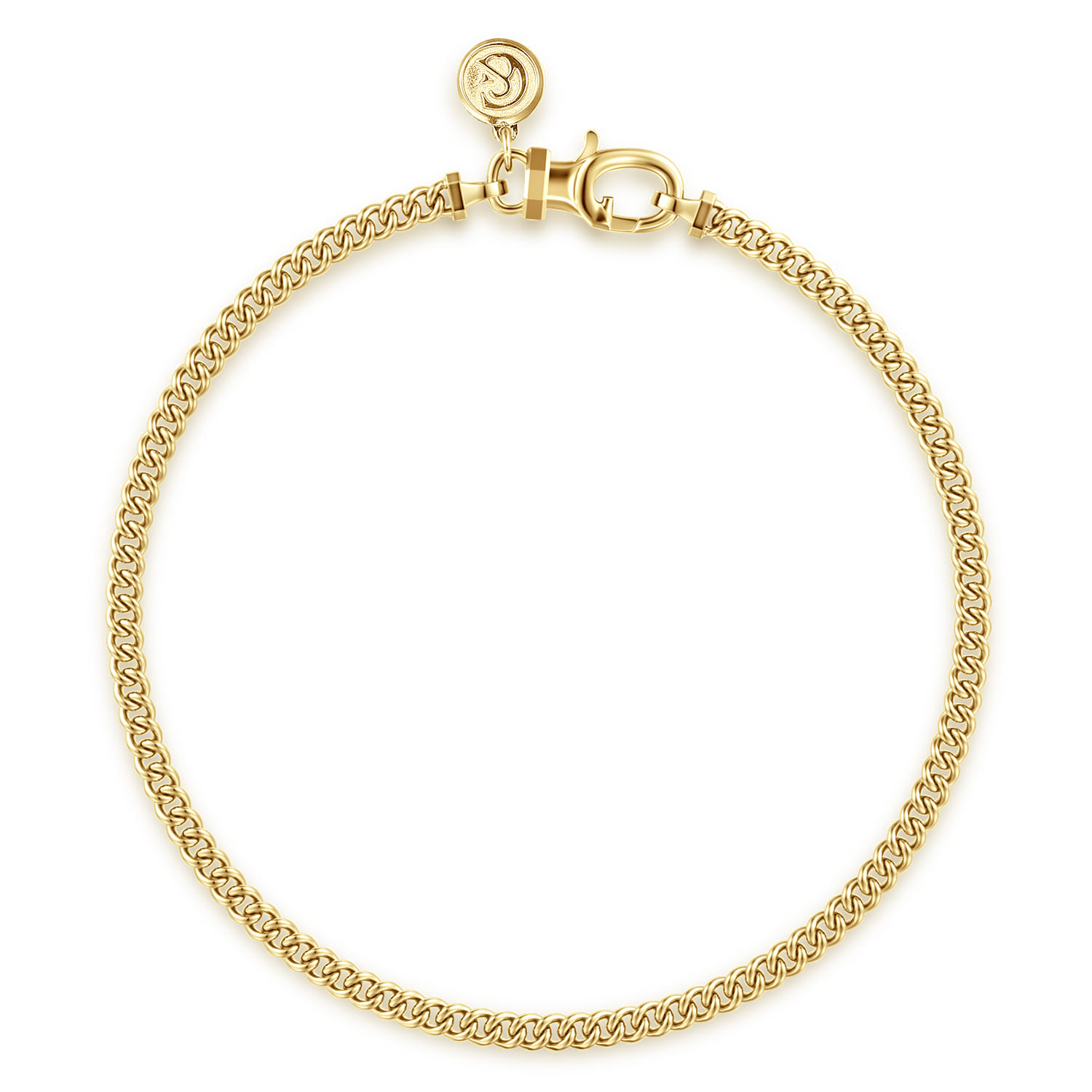 14K Yellow Gold Men's Hollow Cuban Link Chain Bracelet - Shot 1