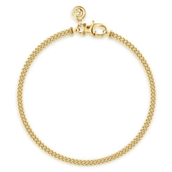 14K Yellow Gold Men's Hollow Cuban Link Chain Bracelet