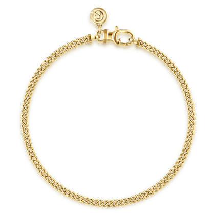 14K Yellow Gold Men's Hollow Cuban Link Chain Bracelet