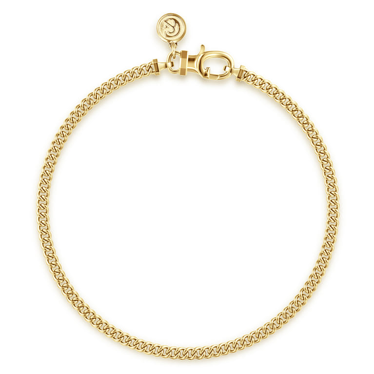 14K Yellow Gold Men's Hollow Cuban Link Chain Bracelet - Shot 1