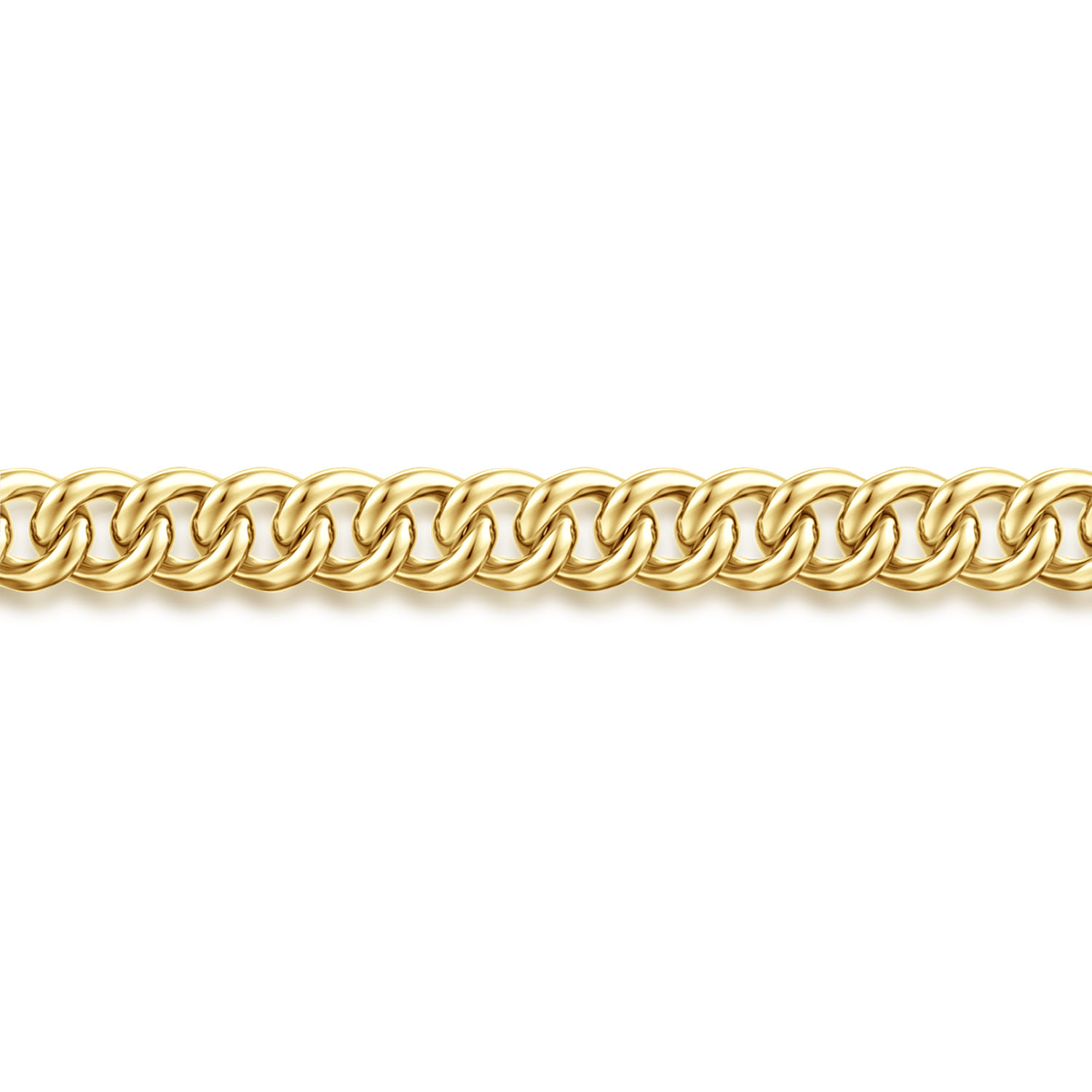 14K Yellow Gold Men's Hollow Cuban Link Chain Bracelet - Shot 2