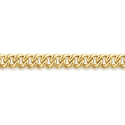 14K Yellow Gold Men's Hollow Cuban Link Chain Bracelet