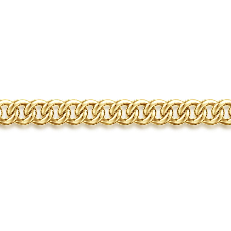 14K Yellow Gold Men's Hollow Cuban Link Chain Bracelet - Shot 2