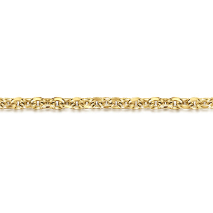 14K Yellow Gold Men's Hollow Link Chain Bracelet