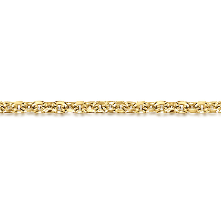 14K Yellow Gold Men's Hollow Link Chain Bracelet - Shot 2