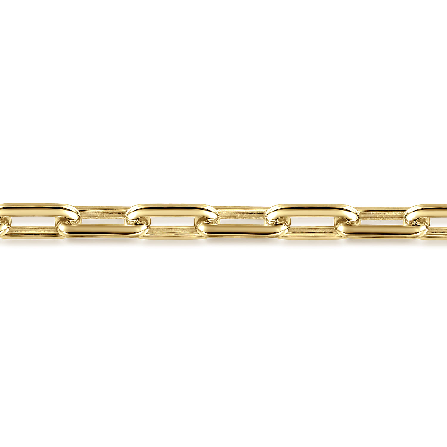 14K Yellow Gold Men's Hollow Link Paperclip Chain Bracelet - Shot 2