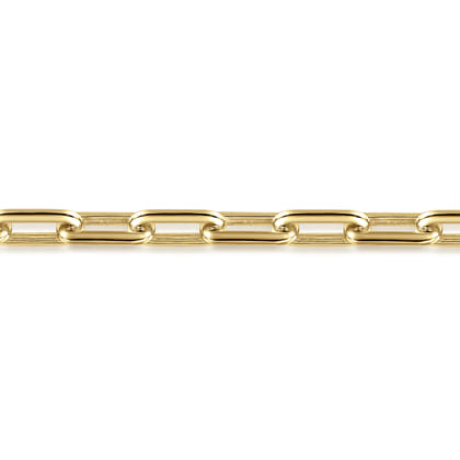 14K Yellow Gold Men's Hollow Link Paperclip Chain Bracelet