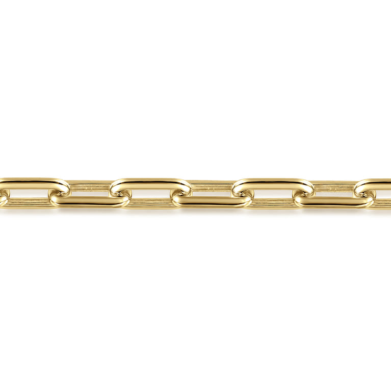 14K Yellow Gold Men's Hollow Link Paperclip Chain Bracelet - Shot 2