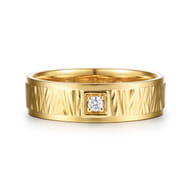 14K Yellow Gold Men's Ring in High Polish Finish with Texture