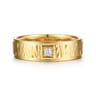 14K Yellow Gold Men's Ring in High Polish Finish with Texture - 0.05 ct