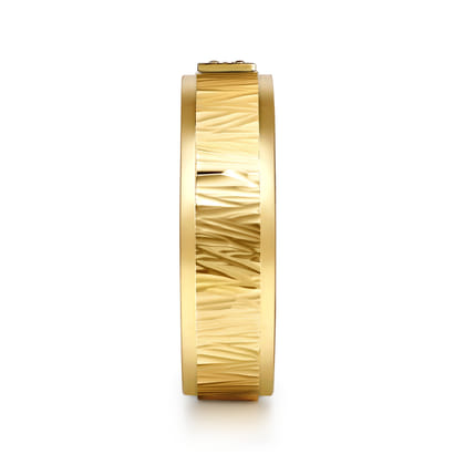 14K Yellow Gold Men's Ring in High Polish Finish with Texture