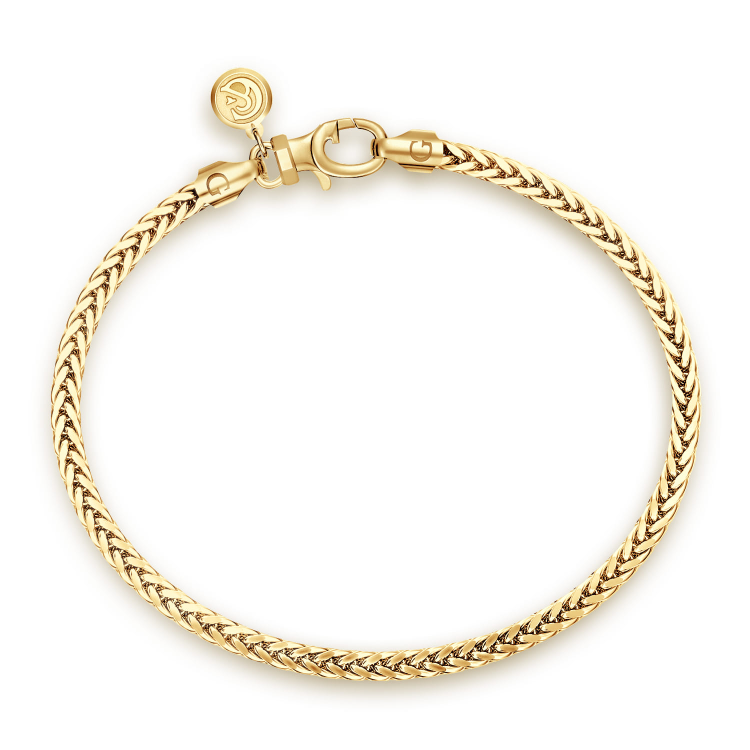 14K Yellow Gold Men's Wheat Chain Bracelet - Shot 1