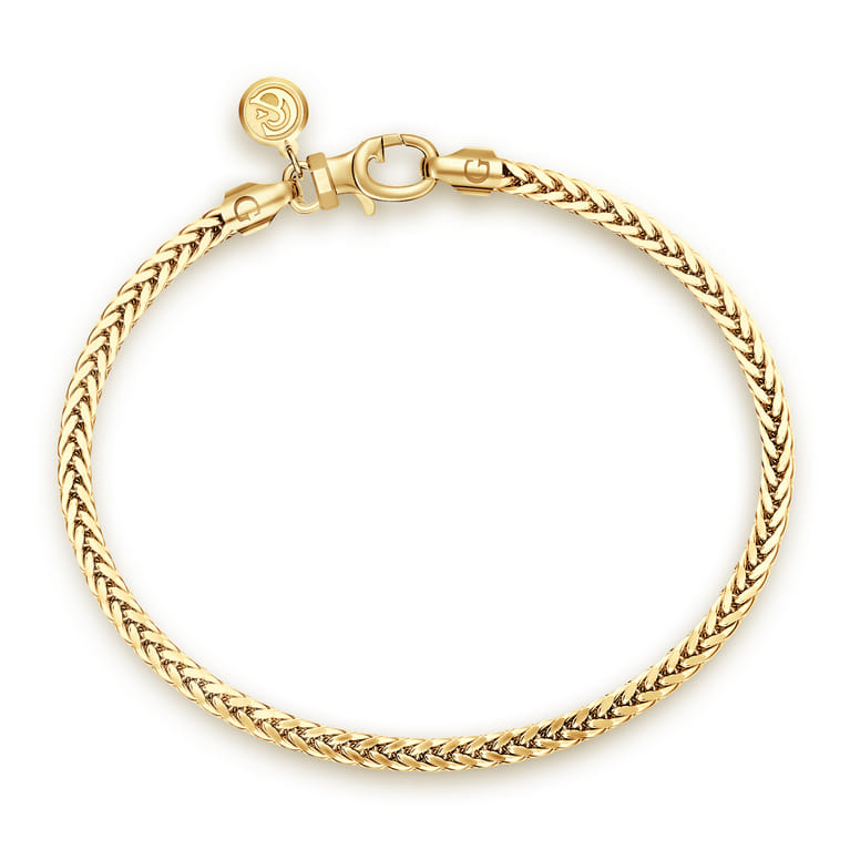 14K Yellow Gold Men's Wheat Chain Bracelet - Shot 1