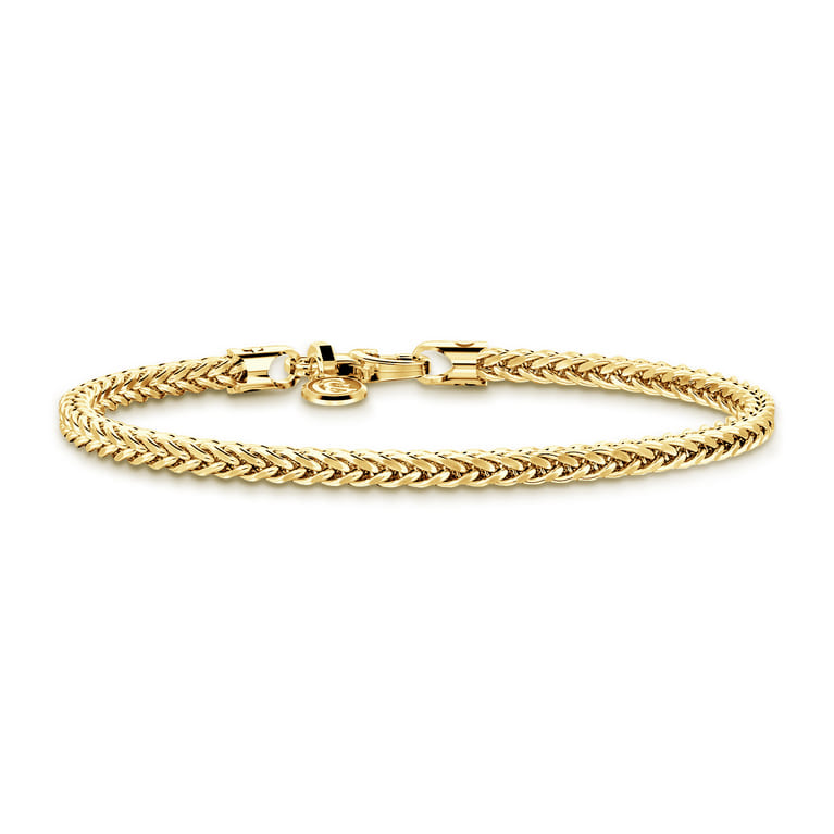 14K Yellow Gold Men's Wheat Chain Bracelet - Shot 3