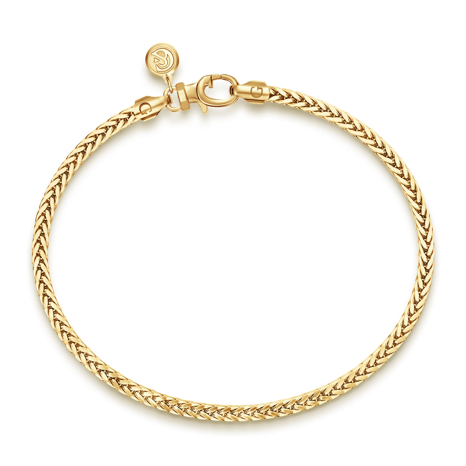 14K Yellow Gold Men's Wheat Chain Bracelet - Shot 1