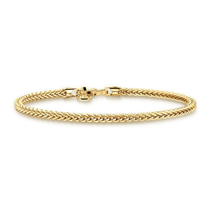 14K Yellow Gold Men's Wheat Chain Bracelet